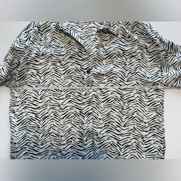 Zara Zebra Print Button Down Blouse XS Silky Long Sleeve - Picture 8 of 9